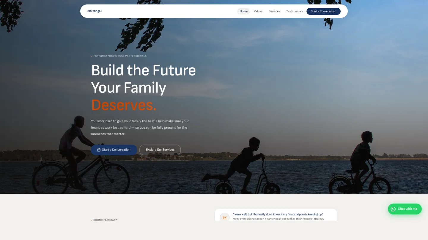 Ma Yong Li, Financial adviser, Finexis Advisory, website built in the Claude Code workshop