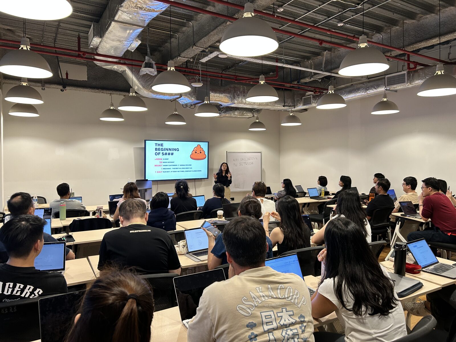 Co-speaker Cordillia presenting at AI Power Users Meetup 02 in Singapore