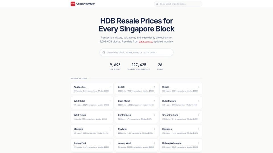 CheckHowMuch.sg — HDB resale intelligence site with 9,700+ pages, built by Keith Teo using Claude Code